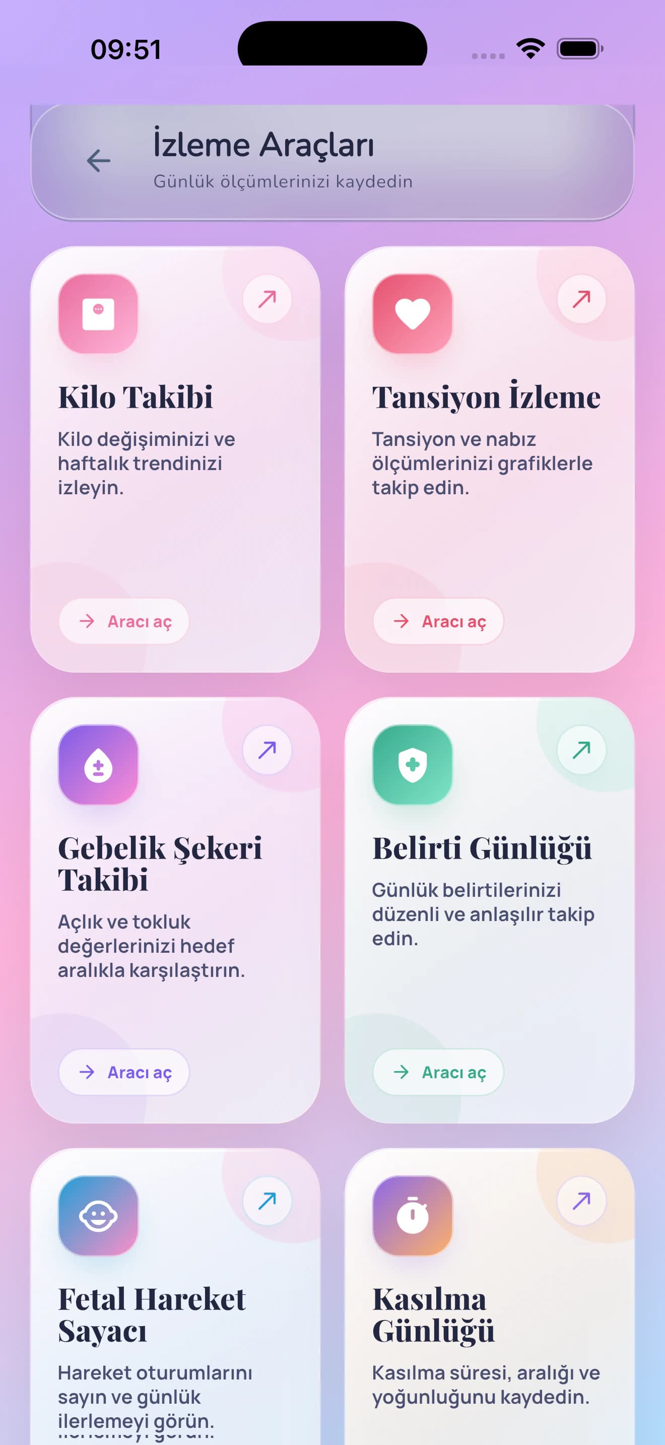 Gebelik Takibi uygulamasındaki premium takip araçları